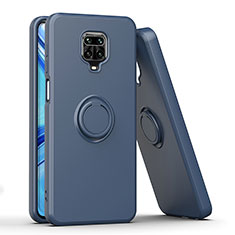 Custodia Silicone e Plastica Opaca Cover con Magnetico Anello Supporto QW1 per Xiaomi Redmi Note 9 Pro Blu