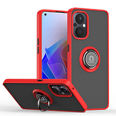 Custodia Silicone e Plastica Opaca Cover con Magnetico Anello Supporto QW2 per OnePlus Nord N20 5G Rosso