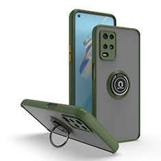 Custodia Silicone e Plastica Opaca Cover con Magnetico Anello Supporto QW2 per Oppo A54 4G Verde Militare
