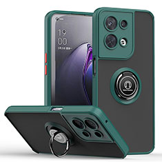 Custodia Silicone e Plastica Opaca Cover con Magnetico Anello Supporto QW2 per Oppo Reno8 Pro 5G Verde Notte