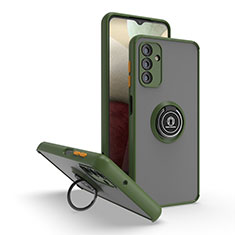 Custodia Silicone e Plastica Opaca Cover con Magnetico Anello Supporto QW2 per Samsung Galaxy A04s Verde Militare