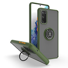 Custodia Silicone e Plastica Opaca Cover con Magnetico Anello Supporto QW2 per Samsung Galaxy S20 FE (2022) 5G Verde Militare