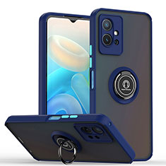 Custodia Silicone e Plastica Opaca Cover con Magnetico Anello Supporto QW2 per Vivo iQOO Z6 5G Blu
