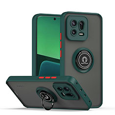 Custodia Silicone e Plastica Opaca Cover con Magnetico Anello Supporto QW2 per Xiaomi Mi 13 Pro 5G Verde Notte