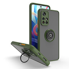 Custodia Silicone e Plastica Opaca Cover con Magnetico Anello Supporto QW2 per Xiaomi Poco M4 Pro 5G Verde Militare