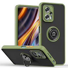Custodia Silicone e Plastica Opaca Cover con Magnetico Anello Supporto QW2 per Xiaomi Poco X4 GT 5G Verde Militare