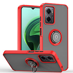 Custodia Silicone e Plastica Opaca Cover con Magnetico Anello Supporto QW2 per Xiaomi Redmi 11 Prime 5G Rosso
