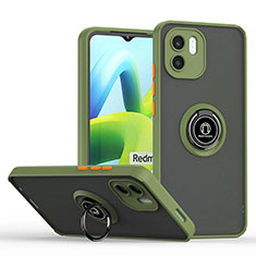 Custodia Silicone e Plastica Opaca Cover con Magnetico Anello Supporto QW2 per Xiaomi Redmi A2 Plus Verde Militare