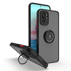 Custodia Silicone e Plastica Opaca Cover con Magnetico Anello Supporto QW2 per Xiaomi Redmi Note 10 Pro Max Rosso e Nero