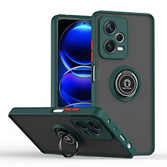 Custodia Silicone e Plastica Opaca Cover con Magnetico Anello Supporto QW2 per Xiaomi Redmi Note 12 Pro+ Plus 5G Verde Notte