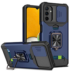 Custodia Silicone e Plastica Opaca Cover con Magnetico Anello Supporto QW3 per Samsung Galaxy A04s Blu