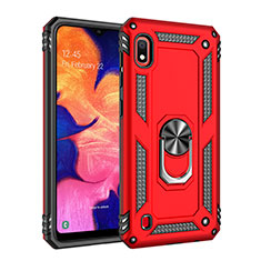 Custodia Silicone e Plastica Opaca Cover con Magnetico Anello Supporto QW3 per Samsung Galaxy A10 Rosso