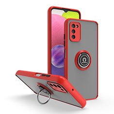 Custodia Silicone e Plastica Opaca Cover con Magnetico Anello Supporto QW3 per Samsung Galaxy M02s Rosso