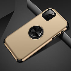 Custodia Silicone e Plastica Opaca Cover con Magnetico Anello Supporto R01 per Apple iPhone 11 Pro Max Oro