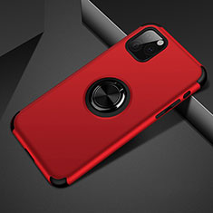 Custodia Silicone e Plastica Opaca Cover con Magnetico Anello Supporto R01 per Apple iPhone 11 Pro Max Rosso