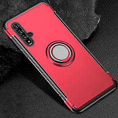 Custodia Silicone e Plastica Opaca Cover con Magnetico Anello Supporto R01 per Huawei Honor 20 Rosso