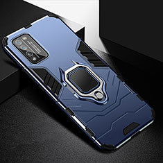 Custodia Silicone e Plastica Opaca Cover con Magnetico Anello Supporto R01 per Huawei Honor 30 Lite 5G Blu