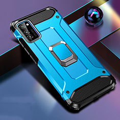 Custodia Silicone e Plastica Opaca Cover con Magnetico Anello Supporto R01 per Huawei Honor V30 5G Cielo Blu