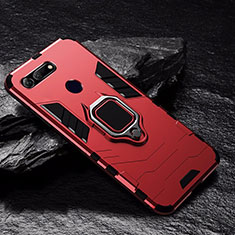 Custodia Silicone e Plastica Opaca Cover con Magnetico Anello Supporto R01 per Huawei Honor View 20 Rosso