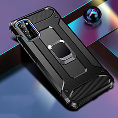 Custodia Silicone e Plastica Opaca Cover con Magnetico Anello Supporto R01 per Huawei Honor View 30 5G Nero