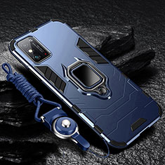 Custodia Silicone e Plastica Opaca Cover con Magnetico Anello Supporto R01 per Huawei Honor X10 Max 5G Blu