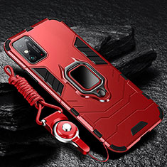 Custodia Silicone e Plastica Opaca Cover con Magnetico Anello Supporto R01 per Huawei Honor X10 Max 5G Rosso
