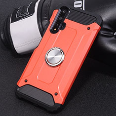 Custodia Silicone e Plastica Opaca Cover con Magnetico Anello Supporto R01 per Huawei Nova 5 Pro Rosso