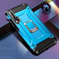 Custodia Silicone e Plastica Opaca Cover con Magnetico Anello Supporto R01 per Huawei Nova 6 5G Blu