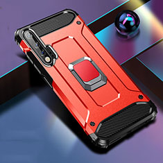 Custodia Silicone e Plastica Opaca Cover con Magnetico Anello Supporto R01 per Huawei Nova 6 5G Rosso