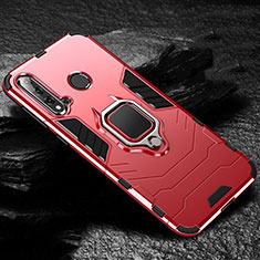 Custodia Silicone e Plastica Opaca Cover con Magnetico Anello Supporto R01 per Huawei P20 Lite (2019) Rosso