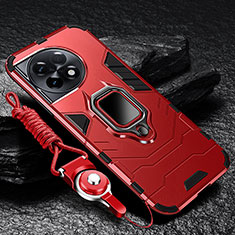 Custodia Silicone e Plastica Opaca Cover con Magnetico Anello Supporto R01 per OnePlus 11 5G Rosso