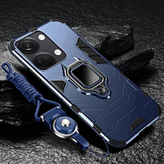 Custodia Silicone e Plastica Opaca Cover con Magnetico Anello Supporto R01 per OnePlus Ace 2V 5G Blu