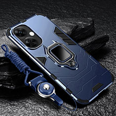 Custodia Silicone e Plastica Opaca Cover con Magnetico Anello Supporto R01 per OnePlus Nord N30 5G Blu
