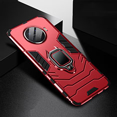 Custodia Silicone e Plastica Opaca Cover con Magnetico Anello Supporto R01 per Oppo Ace2 Rosso