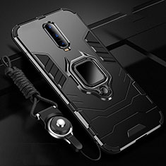 Custodia Silicone e Plastica Opaca Cover con Magnetico Anello Supporto R01 per Oppo R17 Pro Nero