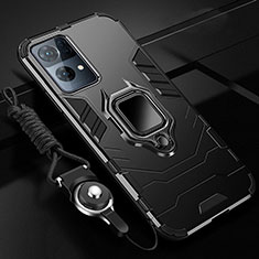 Custodia Silicone e Plastica Opaca Cover con Magnetico Anello Supporto R01 per Oppo Reno7 Pro 5G Nero