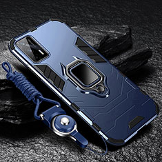 Custodia Silicone e Plastica Opaca Cover con Magnetico Anello Supporto R01 per Realme GT Neo 2T 5G Blu