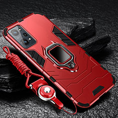 Custodia Silicone e Plastica Opaca Cover con Magnetico Anello Supporto R01 per Realme GT Neo 3T 5G Rosso