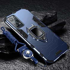 Custodia Silicone e Plastica Opaca Cover con Magnetico Anello Supporto R01 per Realme GT2 5G Blu