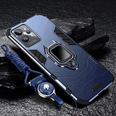 Custodia Silicone e Plastica Opaca Cover con Magnetico Anello Supporto R01 per Realme GT2 Pro 5G Blu