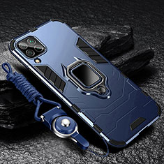 Custodia Silicone e Plastica Opaca Cover con Magnetico Anello Supporto R01 per Samsung Galaxy A12 5G Blu