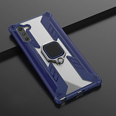 Custodia Silicone e Plastica Opaca Cover con Magnetico Anello Supporto R01 per Samsung Galaxy Note 10 Blu