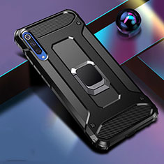 Custodia Silicone e Plastica Opaca Cover con Magnetico Anello Supporto R01 per Xiaomi Mi A3 Nero