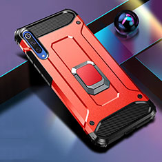 Custodia Silicone e Plastica Opaca Cover con Magnetico Anello Supporto R01 per Xiaomi Mi A3 Rosso