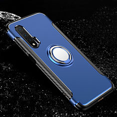 Custodia Silicone e Plastica Opaca Cover con Magnetico Anello Supporto R02 per Huawei Nova 6 Blu