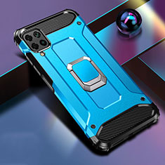Custodia Silicone e Plastica Opaca Cover con Magnetico Anello Supporto R02 per Huawei Nova 6 SE Cielo Blu