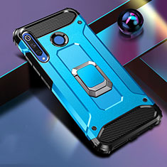 Custodia Silicone e Plastica Opaca Cover con Magnetico Anello Supporto R02 per Huawei P30 Lite Cielo Blu