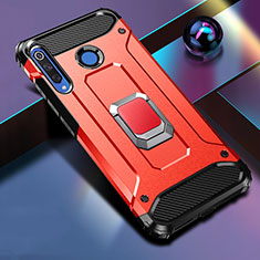 Custodia Silicone e Plastica Opaca Cover con Magnetico Anello Supporto R02 per Huawei P30 Lite XL Rosso