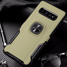 Custodia Silicone e Plastica Opaca Cover con Magnetico Anello Supporto R02 per Samsung Galaxy S10 5G Oro