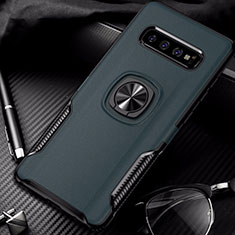 Custodia Silicone e Plastica Opaca Cover con Magnetico Anello Supporto R02 per Samsung Galaxy S10 5G Verde